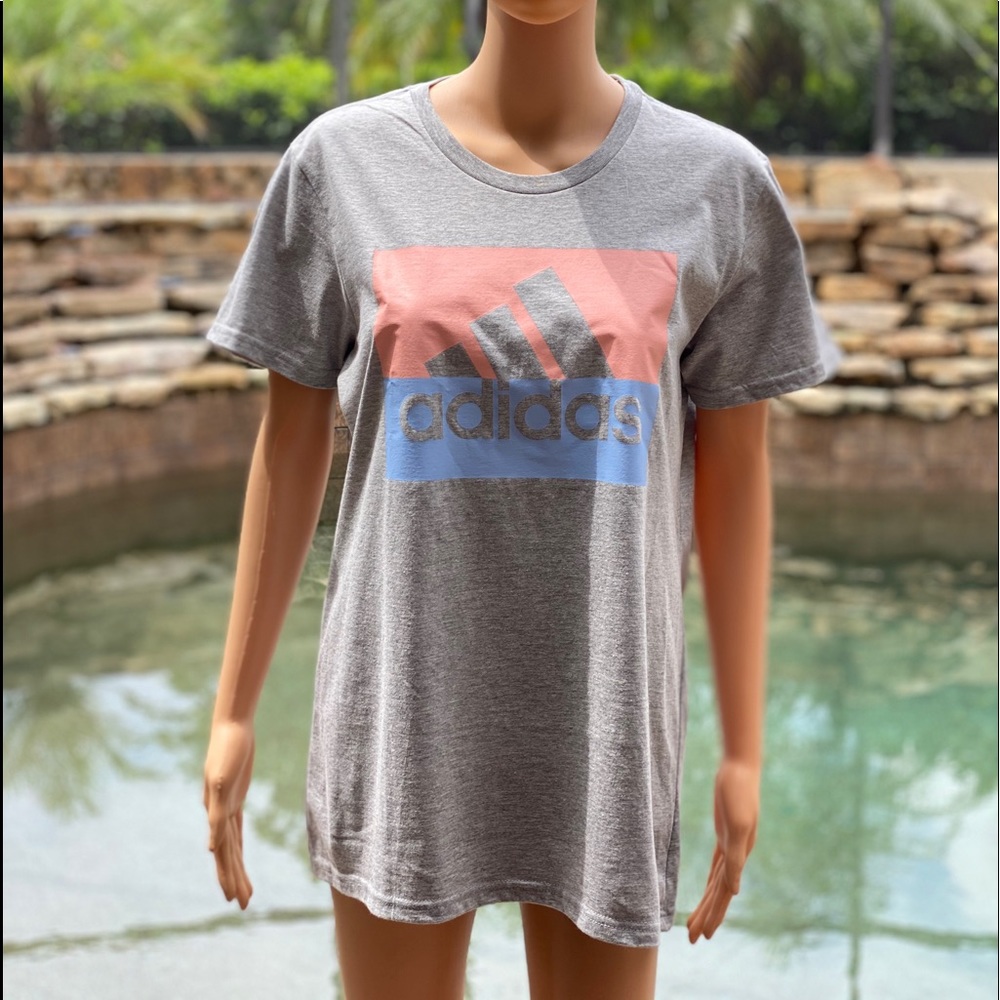 adidas Women's Badge of Sport Tee Large Grey